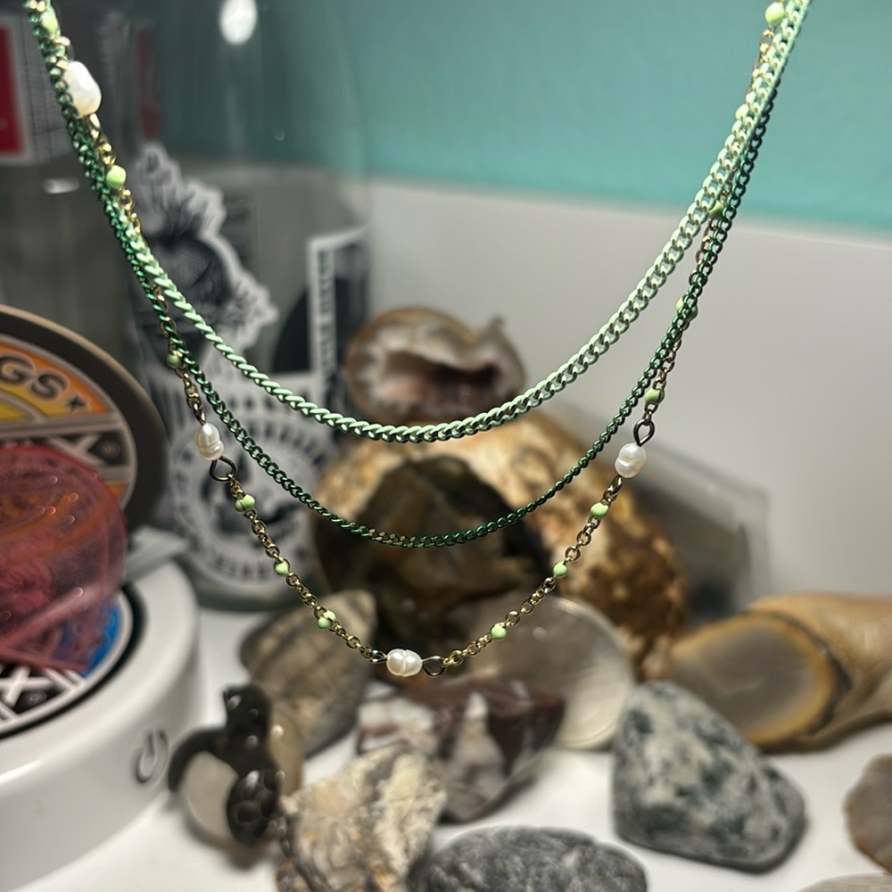 green AE layering necklace